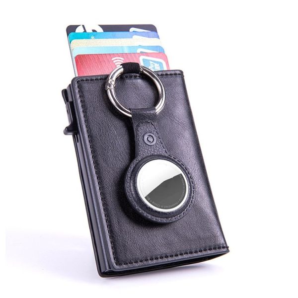 RFID Keychain Tracker Cover Locator Card Holder Wallet for AirTag (Carbon Fiber) - Image 6