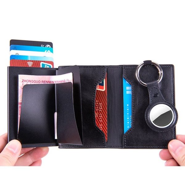 RFID Keychain Tracker Cover Locator Card Holder Wallet for AirTag (Carbon Fiber) - Image 7