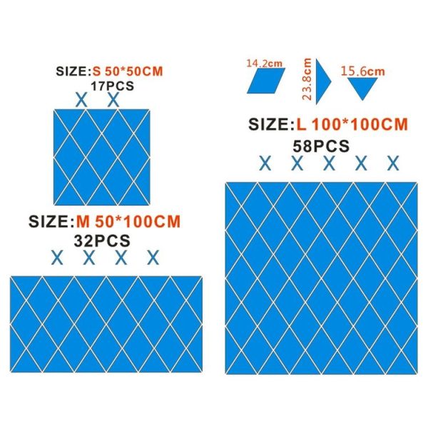 Rhombus Stitching Background Acrylic Mirror Decorative Stickers, Specification: Silver Small - Image 3