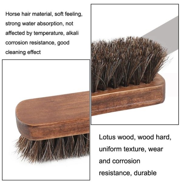 Horse Mane Shoes Brush Mahogany Brush Fur Shoes Cleaning And Dust Brush (Brown) - Image 5