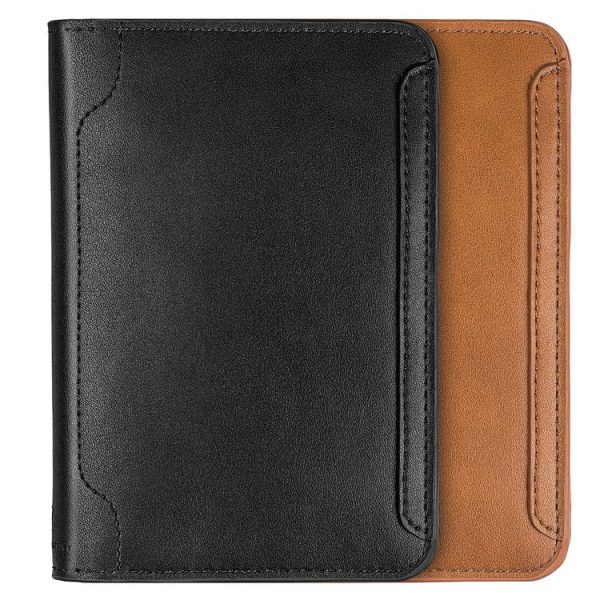 Men Wallet Cowhide Passport Bag Ticket Holder Multifunctional Card Holder (Brown) - Image 2