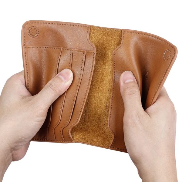 Men Wallet Cowhide Passport Bag Ticket Holder Multifunctional Card Holder (Brown) - Image 4