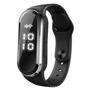 M21 Ultrasonic Mosquito Repellent Bracelet with Step Counter & Clock & Temperature Function (Black)
