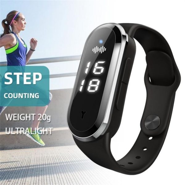 M21 Ultrasonic Mosquito Repellent Bracelet with Step Counter & Clock & Temperature Function (Black) - Image 5