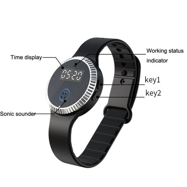 Q10 Outdoor Waterproof Silicone Smart Time Ultrasonic Mosquito Repellent Bracelet (White) - Image 4