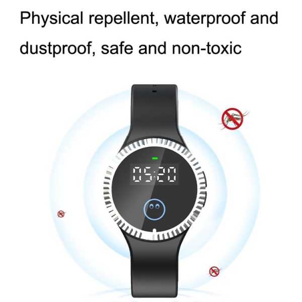 Q10 Outdoor Waterproof Silicone Smart Time Ultrasonic Mosquito Repellent Bracelet (White) - Image 5
