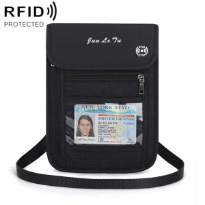 JunLeTu Multifunctional Messenger RFID Anti-Theft Passport Storage Bag (Black)