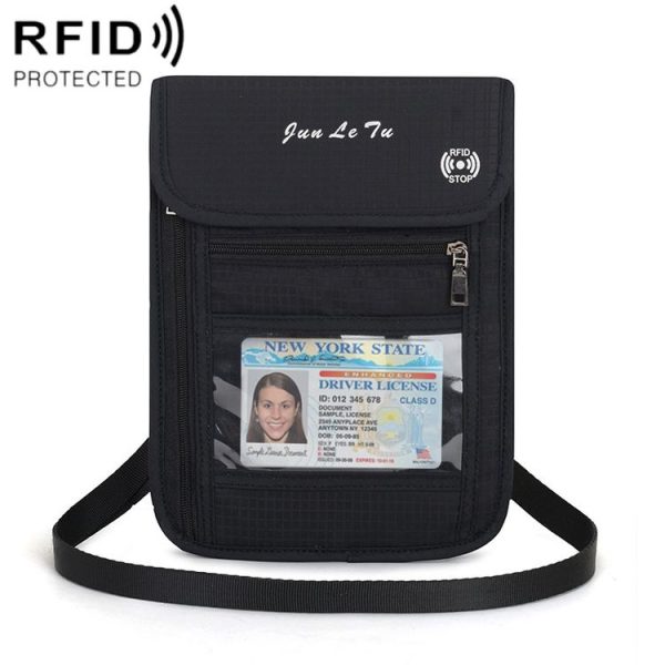 JunLeTu Multifunctional Messenger RFID Anti-Theft Passport Storage Bag (Black)