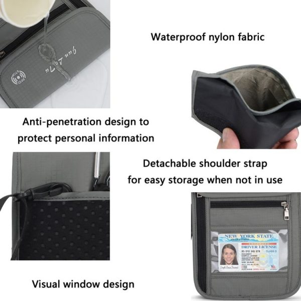 JunLeTu Multifunctional Messenger RFID Anti-Theft Passport Storage Bag (Black) - Image 4