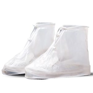 1 Pair Rainy Outdoor Anti-Skid Waterproof Shoe Cover Thickening Repetitive Use Shoe Cover S (White)