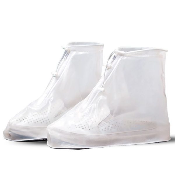 1 Pair Rainy Outdoor Anti-Skid Waterproof Shoe Cover Thickening Repetitive Use Shoe Cover S (White)