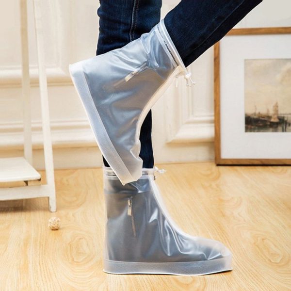 1 Pair Rainy Outdoor Anti-Skid Waterproof Shoe Cover Thickening Repetitive Use Shoe Cover S (White) - Image 5