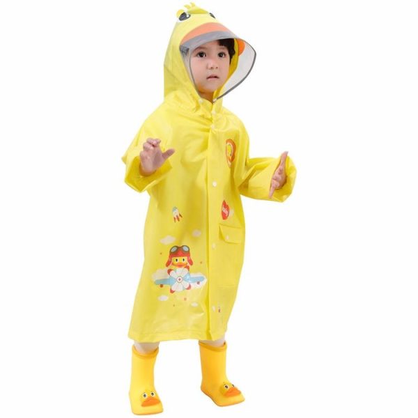 Large Hat Brim Cartoon Print Children Raincoat with Schoolbag Seat, Size: M (Pink) - Image 3