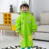 Large Hat Brim Cartoon Print Children Raincoat with Schoolbag Seat, Size: XL (Green)