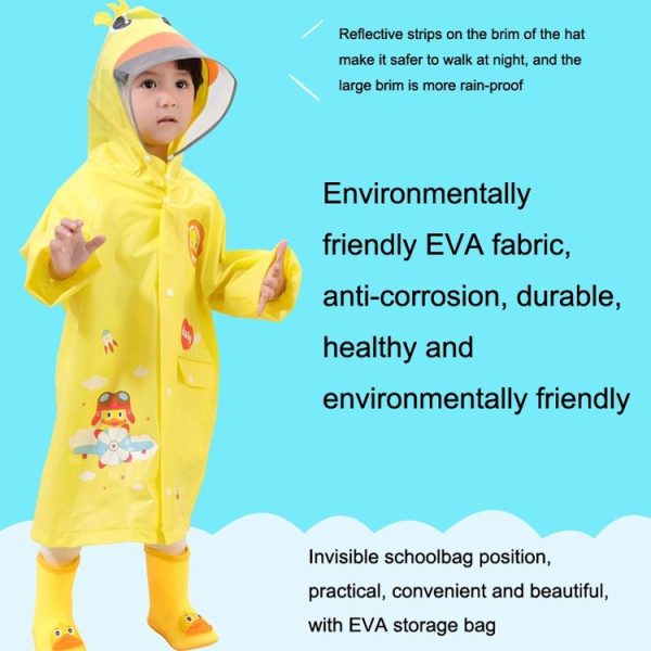 Large Hat Brim Cartoon Print Children Raincoat with Schoolbag Seat, Size: XL (Green) - Image 4