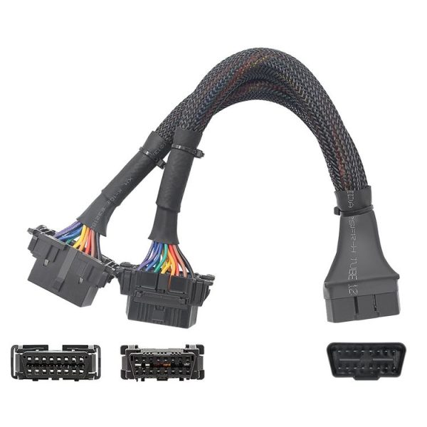 2 In 1 16PIN Car OBD Elbow Extension Cable Converted Cable - Image 2