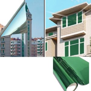 Sunscreen Shading Film One-way Perspective Anti-peeping Glass Sticker, Specification: 30x100cm (Green Silver Single Permeable)