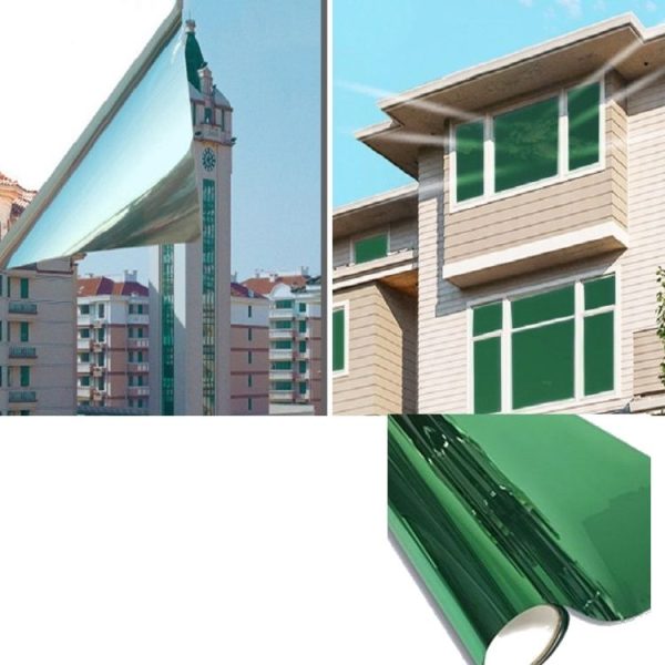 Sunscreen Shading Film One-way Perspective Anti-peeping Glass Sticker, Specification: 60x100cm (Green Silver Single Permeable)