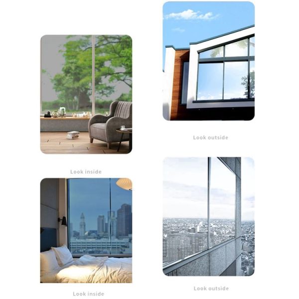 Sunscreen Shading Film One-way Perspective Anti-peeping Glass Sticker, Specification: 60x100cm (Green Silver Single Permeable) - Image 5