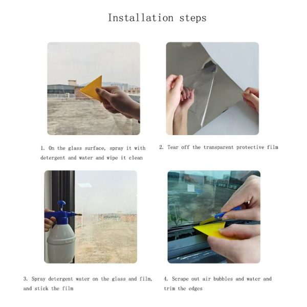 Sunscreen Shading Film One-way Perspective Anti-peeping Glass Sticker, Specification: 60x100cm (Green Silver Single Permeable) - Image 6