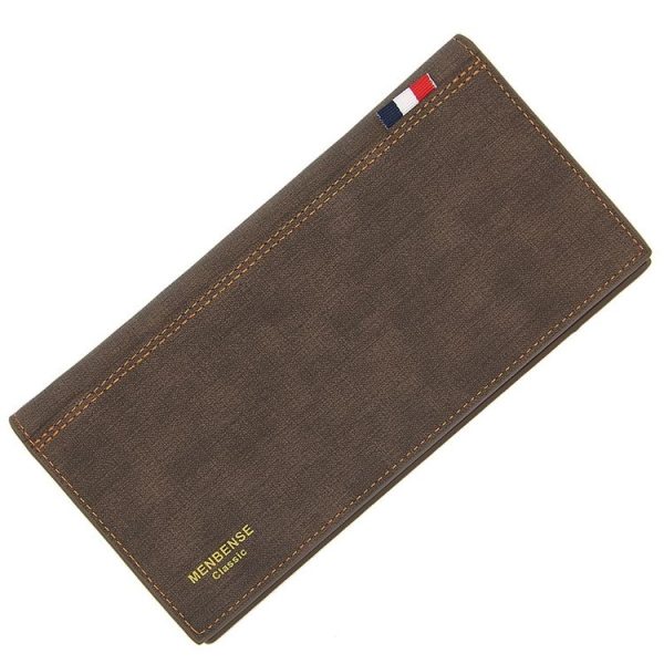 MenBense Matt Male Wallet Long Fashion Large Capacity Male Wallet (Dark Brown)