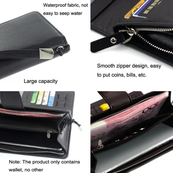 Menbense Fashion Business Simple Handbag PU Large Capacity Male Wallet (Black) - Image 4