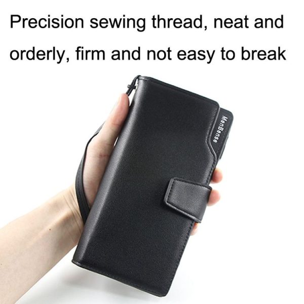 Menbense Fashion Business Simple Handbag PU Large Capacity Male Wallet (Black) - Image 6