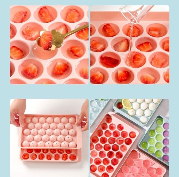 33 Grid Round Ice Hockey Mold With Lid Ice Box Small Marble Ice Tray, Random Color Delivery - Image 7
