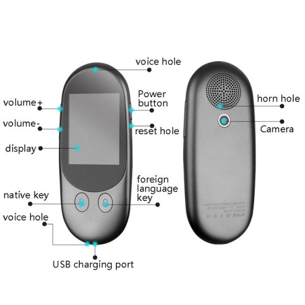 Travel Simultaneous Translator Scanning Recording Intelligent Voice Translator (Black) - Image 3