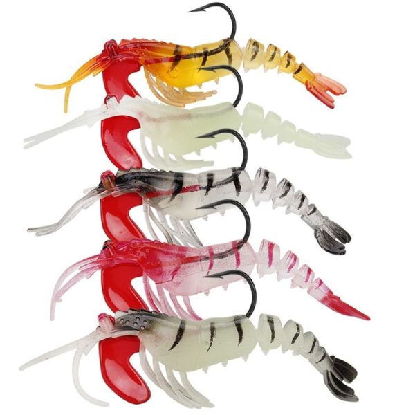 5 Color / Set Multi-section Lead Head Soft Shrimp Fake Bait Freshwater Sea Fishing Lure