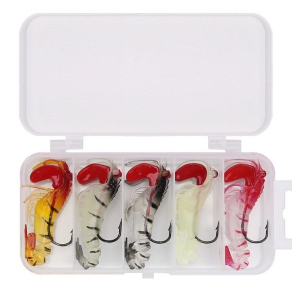 5 Color / Set Multi-section Lead Head Soft Shrimp Fake Bait Freshwater Sea Fishing Lure - Image 2