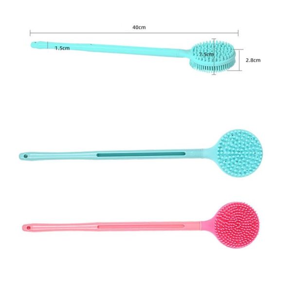 Silicone Massage Long Handle Double Sided Bath Brush (Blue) - Image 2