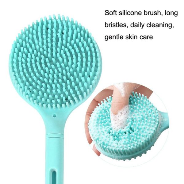 Silicone Massage Long Handle Double Sided Bath Brush (Blue) - Image 3