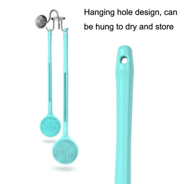 Silicone Massage Long Handle Double Sided Bath Brush (Blue) - Image 4