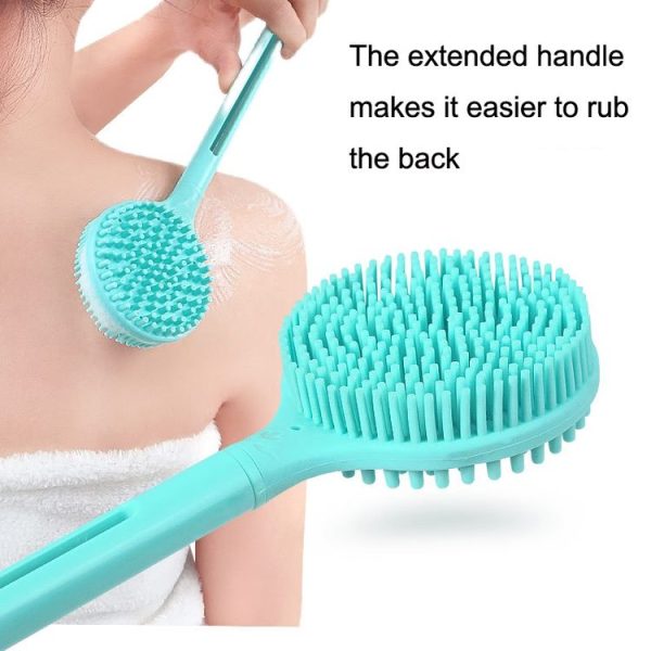 Silicone Massage Long Handle Double Sided Bath Brush (Blue) - Image 6