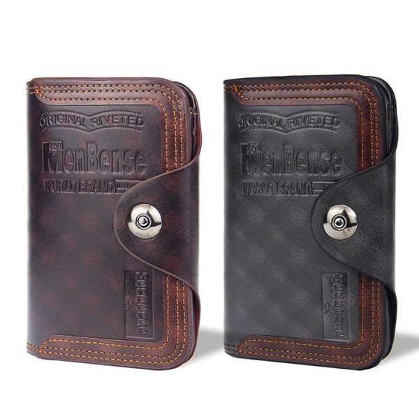 Menbense Short Fashion Leisure Magnetic Buckle Large Capacity 3 Fold Male Wallet (Black) - Image 6