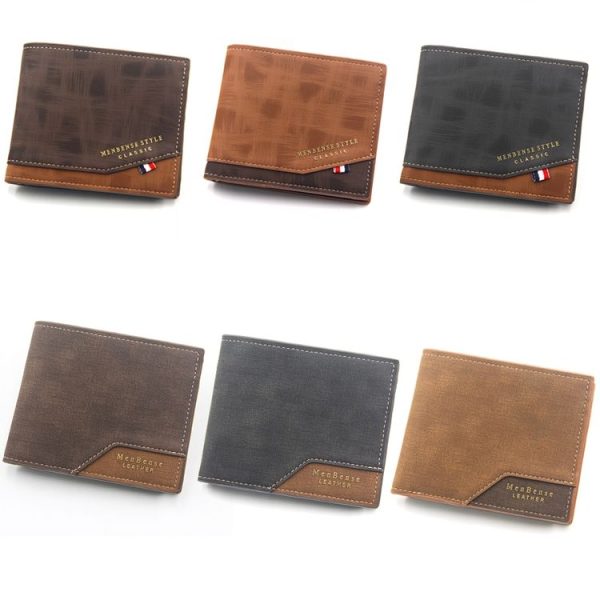 Menbense Hot Stamping Hinge Short Matte Multi-Card Large Capacity Male Wallet (D3301-4 Black) - Image 2