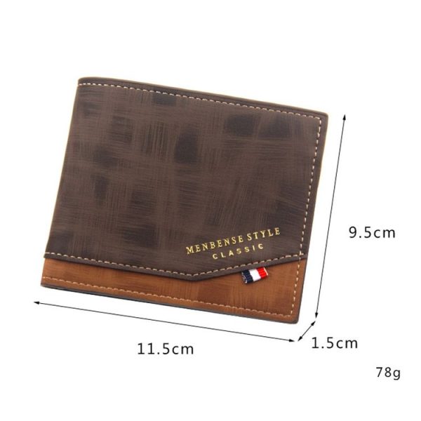 Menbense Hot Stamping Hinge Short Matte Multi-Card Large Capacity Male Wallet (D3301-4 Black) - Image 3