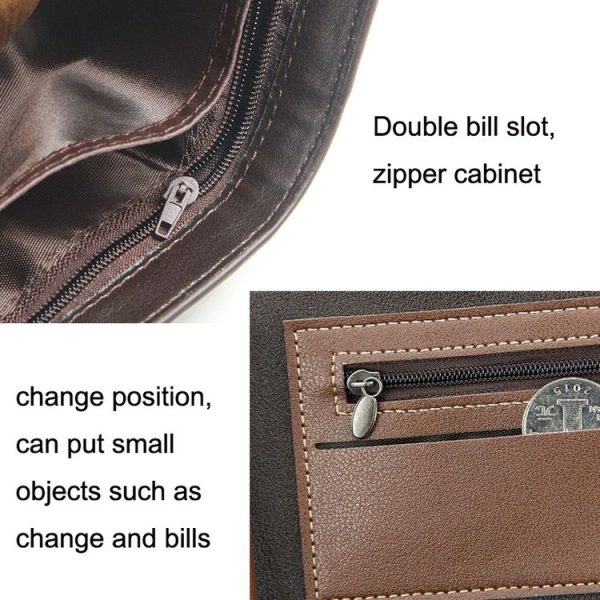 Menbense Hot Stamping Hinge Short Matte Multi-Card Large Capacity Male Wallet (D3301-4 Black) - Image 5