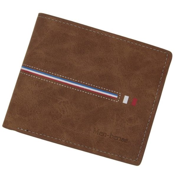 MenBense Short Multi-Card Fashion Casual Matte Wallet (Light Brown)