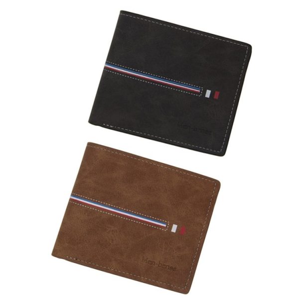 MenBense Short Multi-Card Fashion Casual Matte Wallet (Light Brown) - Image 2