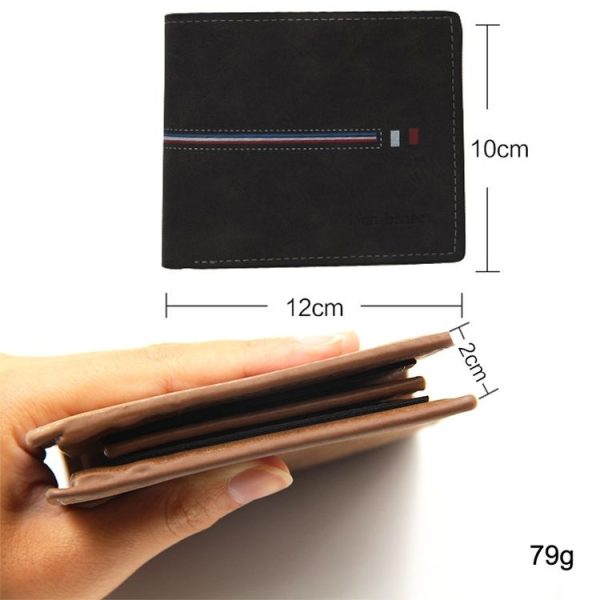 MenBense Short Multi-Card Fashion Casual Matte Wallet (Light Brown) - Image 3