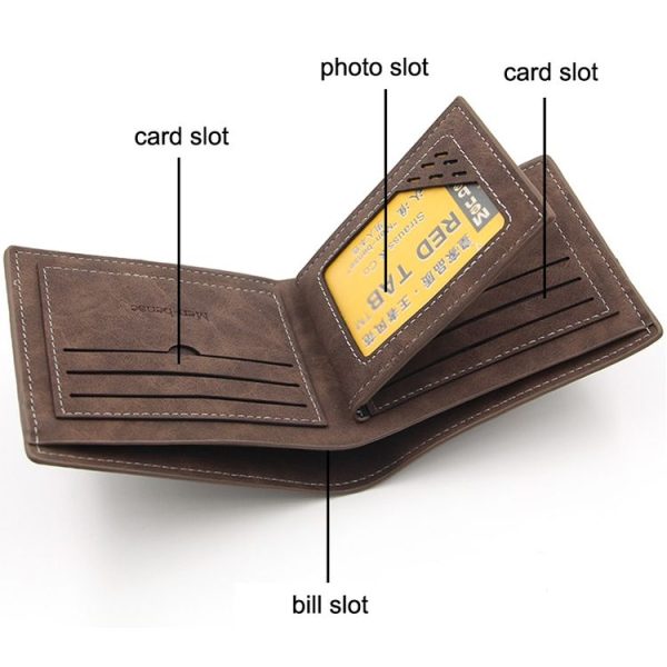 MenBense Short Multi-Card Fashion Casual Matte Wallet (Light Brown) - Image 4