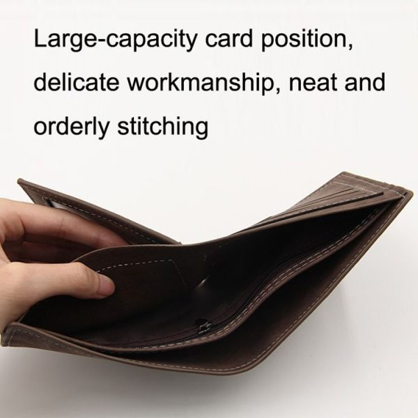 MenBense Short Multi-Card Fashion Casual Matte Wallet (Light Brown) - Image 5