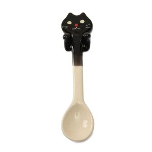 Cartoon Tableware Ceramic Coffee Cup Hanging Spoon (Black Cat)