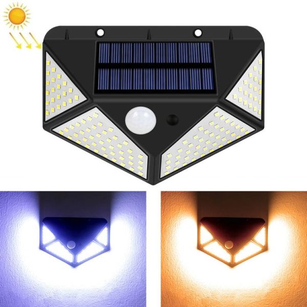 Solar LED Wall Light Body Induction Glowing All Around Home Garden Lamp (Cool White)