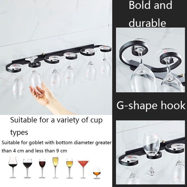 Household Punch-free Red Wine Glass Upside Down Rack, Style: 1 Slot - Image 4