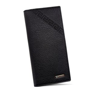 MenBense Long Fashion Embossed Magnetic Buckle Multi-Card Slot Men Wallet (Black)