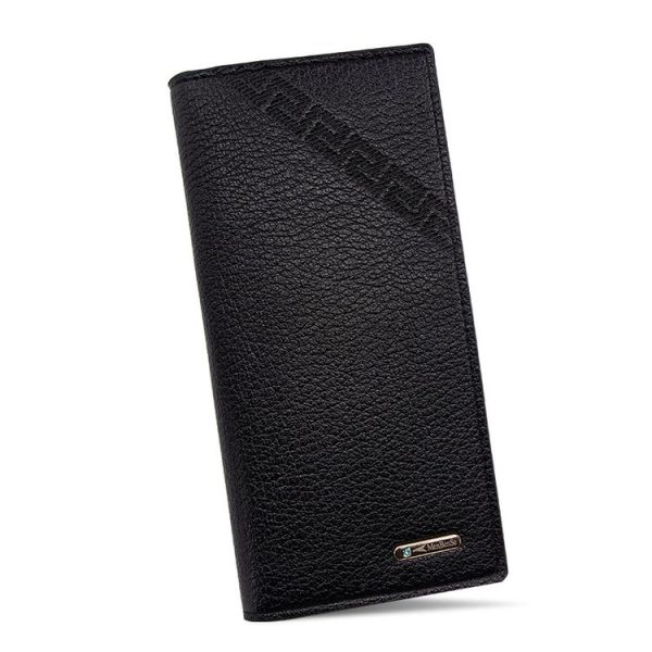 MenBense Long Fashion Embossed Magnetic Buckle Multi-Card Slot Men Wallet (Black)