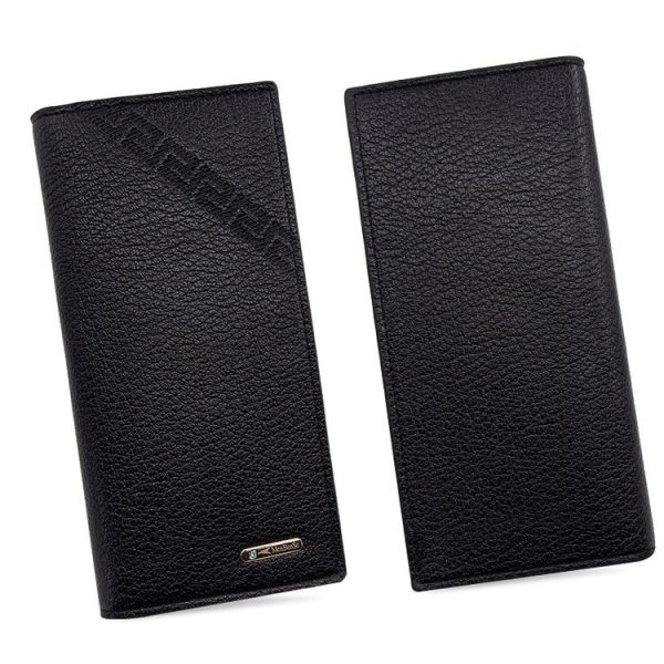 MenBense Long Fashion Embossed Magnetic Buckle Multi-Card Slot Men Wallet (Black) - Image 2